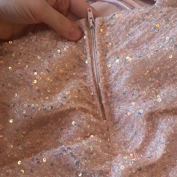 Pink Sequin Long Prom Dress - Picture 7 of 7